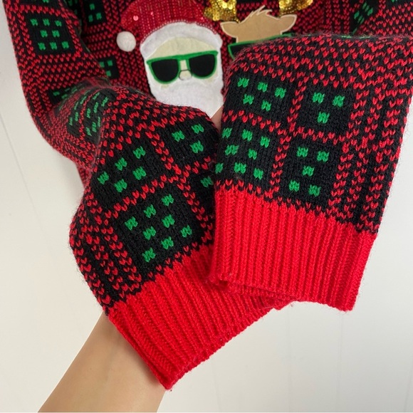 UGLY CHRISTMAS SWEATER No Boundaries Santa's Bestie Women's Size L (11-13) - Picture 4 of 10
